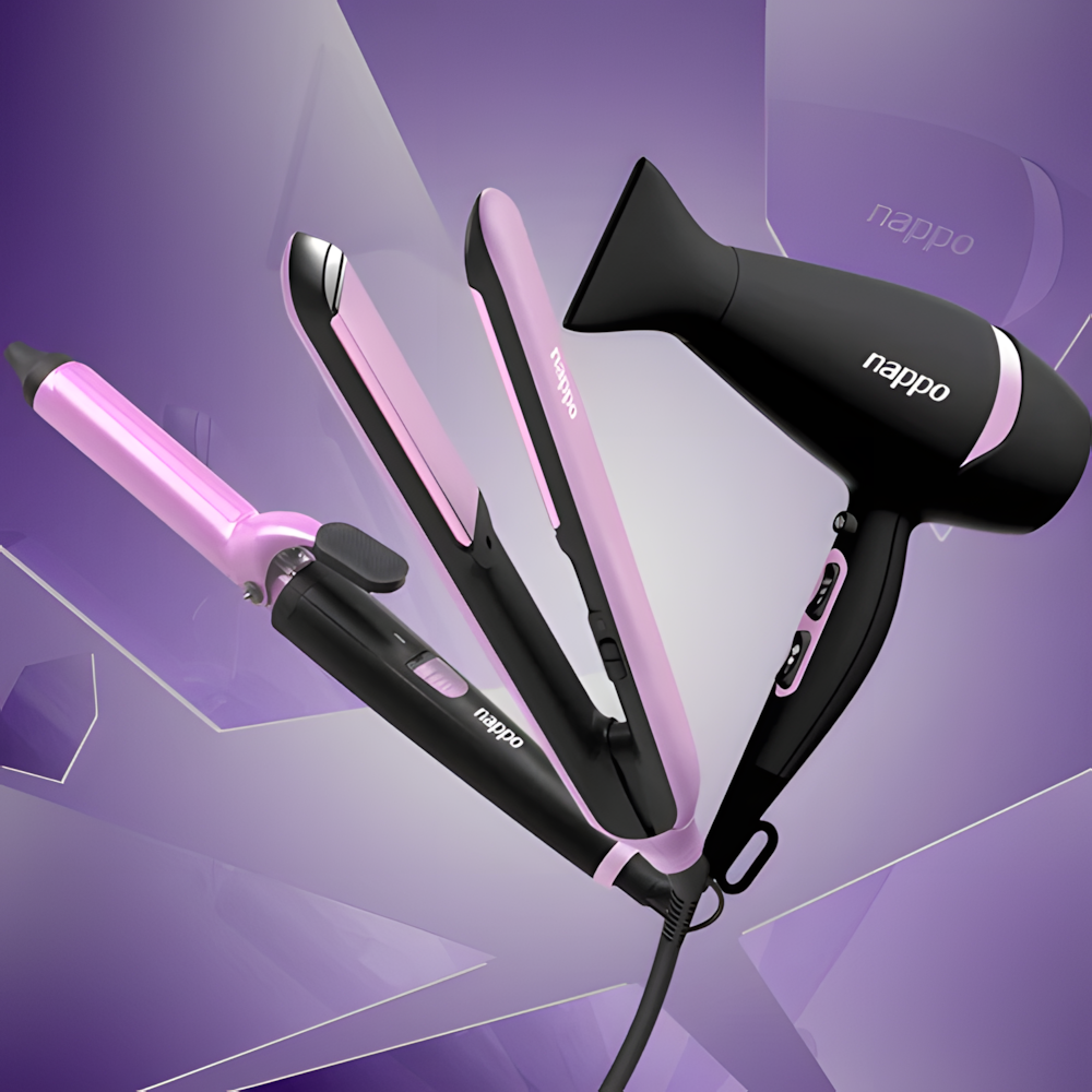 Kit Nappo 3 em 1 Secador Chapinha Modelador de Cachos 1500W Kit Nappo 3 em 1 Secador Chapinha Modelador de Cachos 1500W
